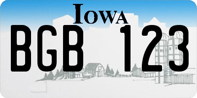 IA license plate BGB123