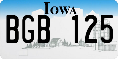 IA license plate BGB125