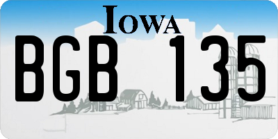 IA license plate BGB135