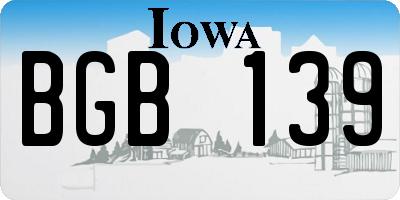 IA license plate BGB139