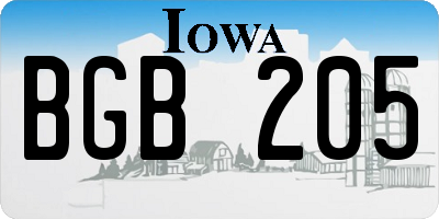 IA license plate BGB205