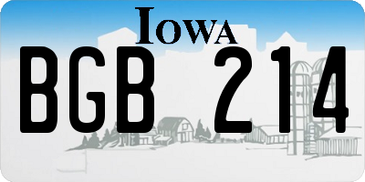 IA license plate BGB214