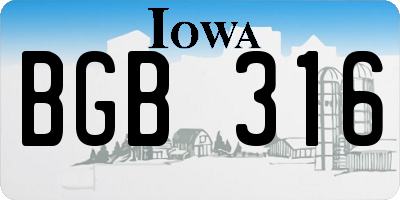 IA license plate BGB316