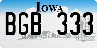 IA license plate BGB333