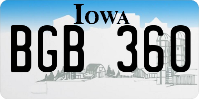 IA license plate BGB360