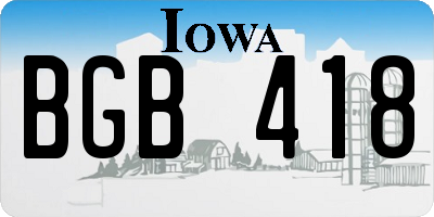 IA license plate BGB418