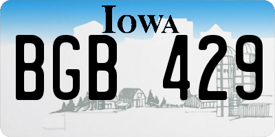 IA license plate BGB429