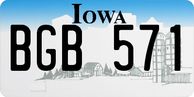 IA license plate BGB571