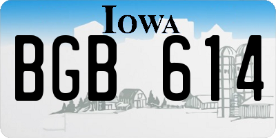 IA license plate BGB614