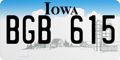 IA license plate BGB615