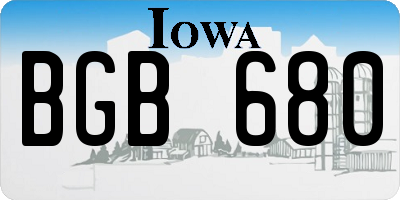 IA license plate BGB680