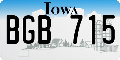 IA license plate BGB715