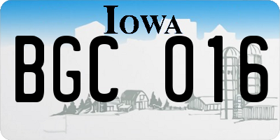 IA license plate BGC016