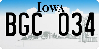IA license plate BGC034