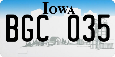 IA license plate BGC035