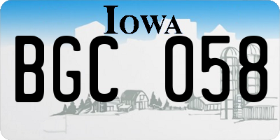 IA license plate BGC058