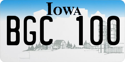 IA license plate BGC100