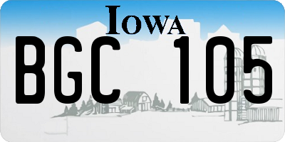 IA license plate BGC105