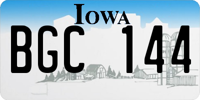 IA license plate BGC144