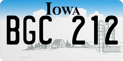 IA license plate BGC212