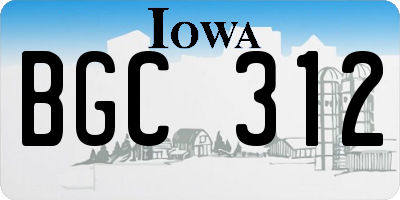 IA license plate BGC312
