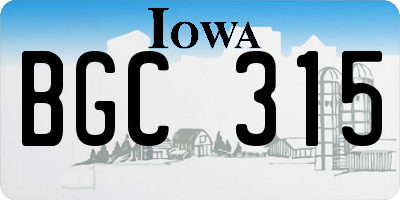 IA license plate BGC315