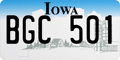 IA license plate BGC501
