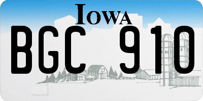 IA license plate BGC910