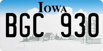 IA license plate BGC930