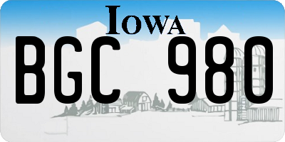 IA license plate BGC980