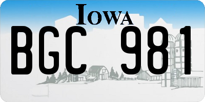 IA license plate BGC981
