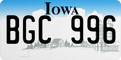 IA license plate BGC996