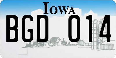 IA license plate BGD014