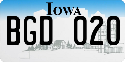 IA license plate BGD020