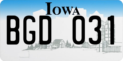 IA license plate BGD031