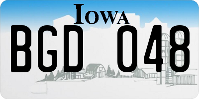 IA license plate BGD048