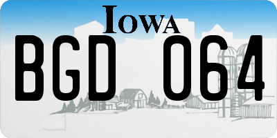 IA license plate BGD064