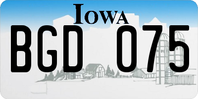 IA license plate BGD075