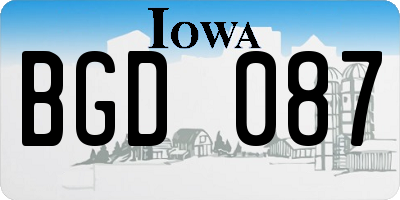 IA license plate BGD087