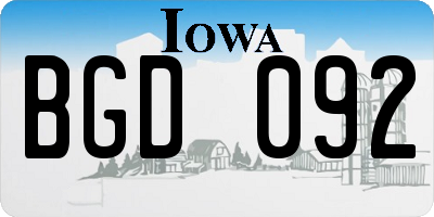 IA license plate BGD092