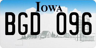 IA license plate BGD096