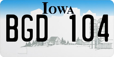 IA license plate BGD104