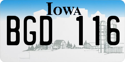 IA license plate BGD116