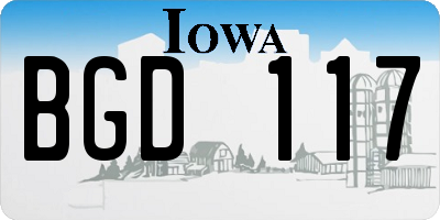 IA license plate BGD117