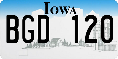 IA license plate BGD120