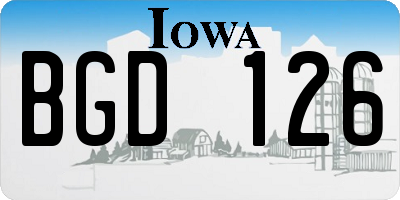 IA license plate BGD126