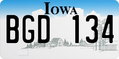 IA license plate BGD134