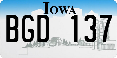 IA license plate BGD137