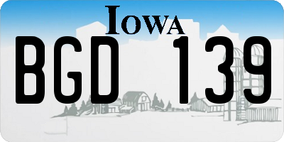 IA license plate BGD139