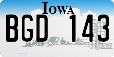 IA license plate BGD143